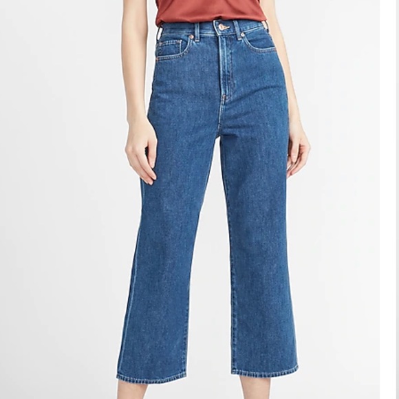 High Waisted Lightweight Cropped Wide Leg Jeans - Picture 1 of 6
